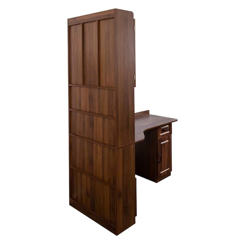 Corner L-Shaped Computer Desk with Hutch and Bookshelf, Modern Wood Storage Table with Drawers for Home Office