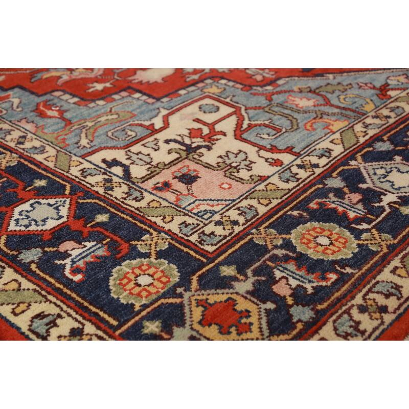 Traditional Heriz Serapi Indian Area Rug Handmade Wool Carpet - 8'11" x 11'11"