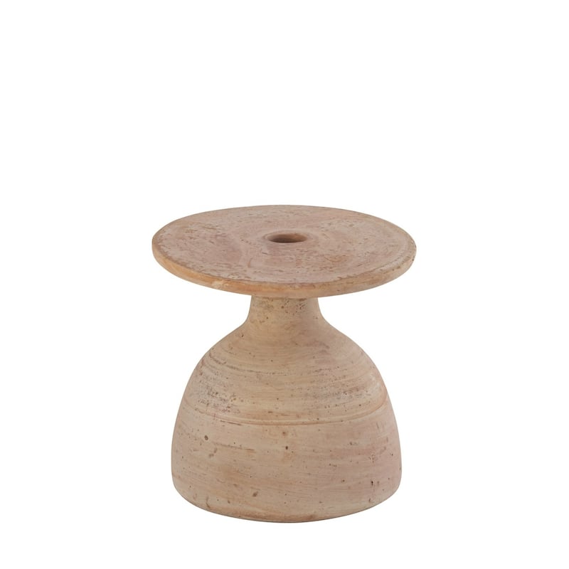 Handmade Textured Terracotta Candle Holder - 6.5" - Brown