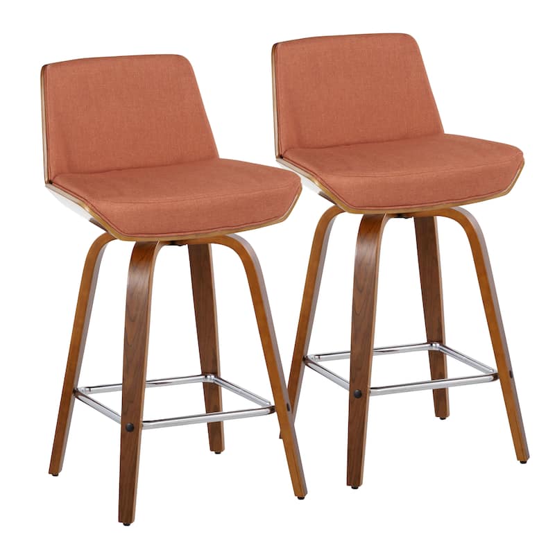 Carson Carrington Clemens 26" Fixed-Height Counter Stool with Bent Wood Legs & Square Footrest (Set of 2)