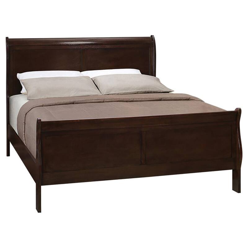 Full Size Wood Sleigh Bed with Louis Philippe Style and Box Spring Required