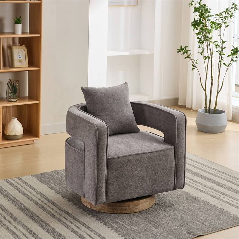 29.1" Swivel Accent Chair with Weathered Wood Base