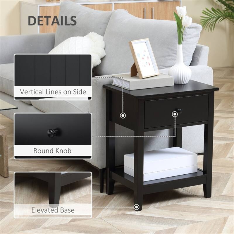 MDF Coffee Table with Drawer and Bottom Shelf - 19.75'' W x 13.75'' D x 23.5'' H