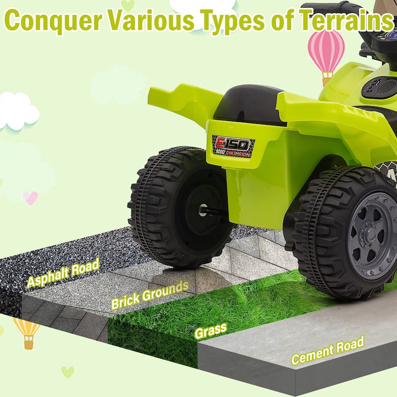 6V Ride On Car 4 Wheeler with Music for Toddlers 1-3 Years