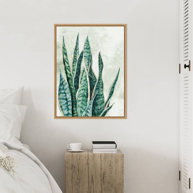 Amanti Art Reaching Snake Plant by PI Studio Framed Canvas Wall Art Print - Sylvie Maple