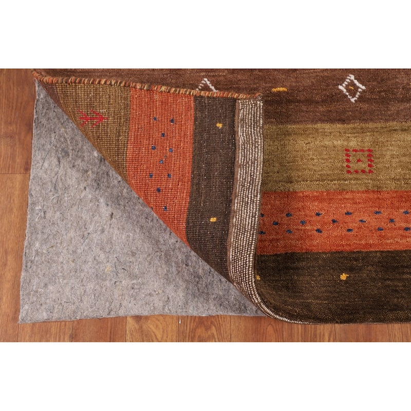 Striped Tribal Gabbeh Indian Area Rug Handmade Oriental Wool Carpet - 5'3"x 7'10"