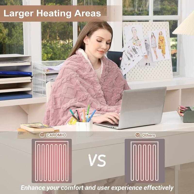Heated Throw Blanket - Thick Tufted Sherpa Electric Blanket Throw with 10 Heating Levels and 10 Time Settings