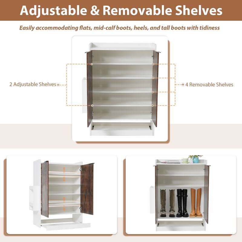 6-Tier Shoe Storage Cabinet with Slide Out Shelf and Umbrella Stand