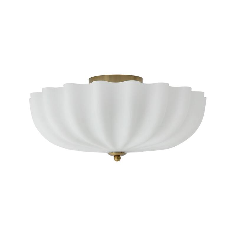 15.7''W 3-Light Shell Scalloped Glass Semi-Flush Mount