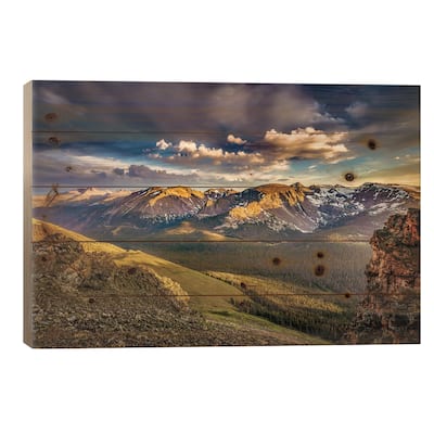 USA, Colorado, Rocky Mountain National Park. Mountain and valley landscape at sunset. Print On Wood by Jaynes Gallery