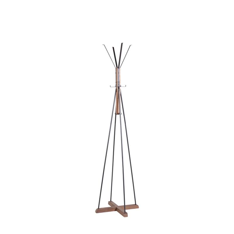 Modern Freestanding Coat Rack with 8 Hooks and Cross-Shaped Wooden Base, for Bedroom, Living Room