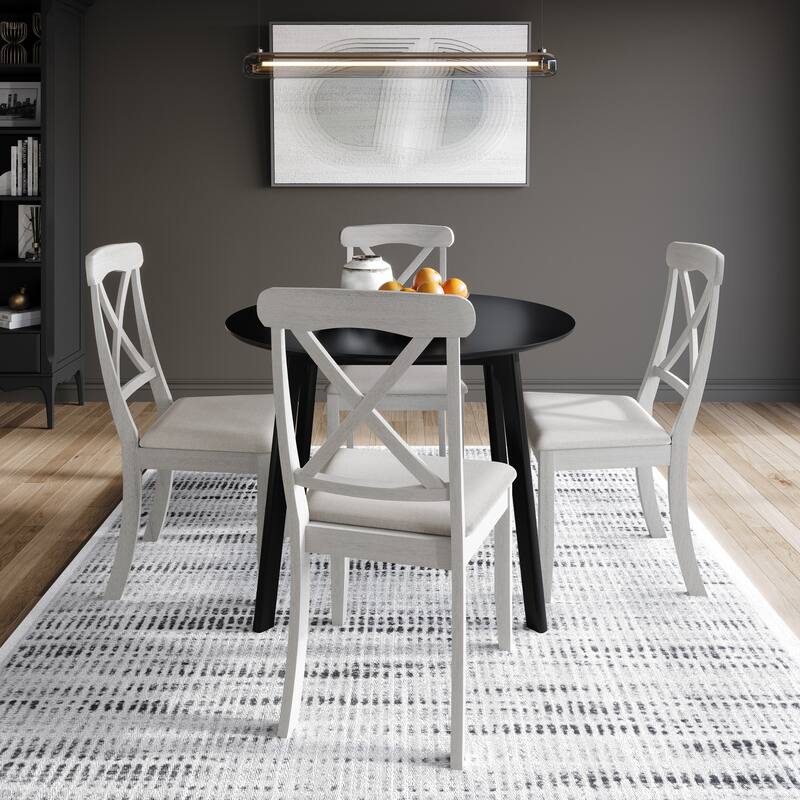 CraftPorch Farmhouse 4-Piece Chair and Round Table Wooden Dining Set
