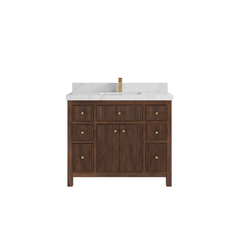 Willow Collections 42 in. W x 22 in. D Sonoma Teak Single Sink Bathroom Vanity with Countertop