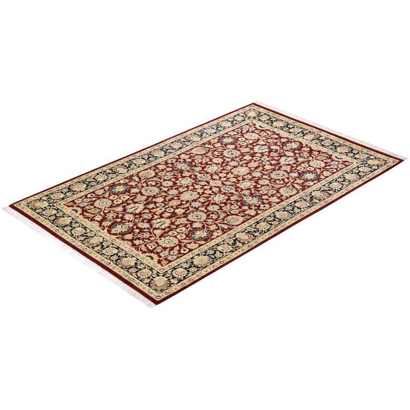 Overton Hand Knotted Wool Vintage Inspired Traditional Mogul Orange Area Rug - 4 x 6
