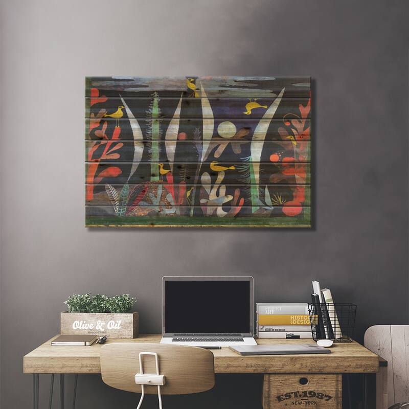 Landscape with Yellow Birds Print On Wood by Paul Klee - Multi-Color