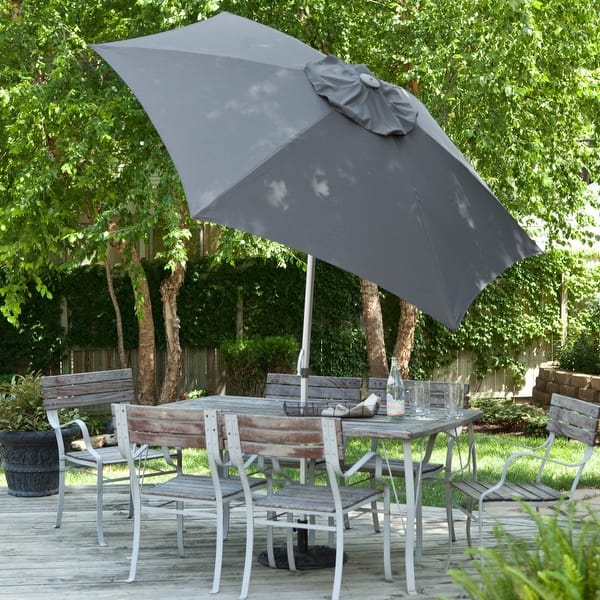 eliteshade sunbrella 9ft patio outdoor table umbrella 3 layers EliteShade 9 ft Teal Round Market Patio Umbrella - Aluminum Frame - Acrylic  Fabric - 5 Year Non-Fading