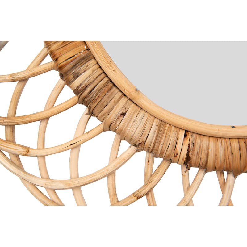 Oval Woven Bamboo Wall Mirror - Natural