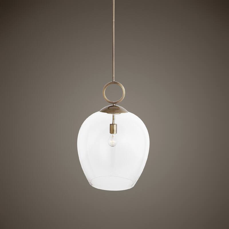 1-Light Blown Glass Ceiling Pendant - 23" - Clear