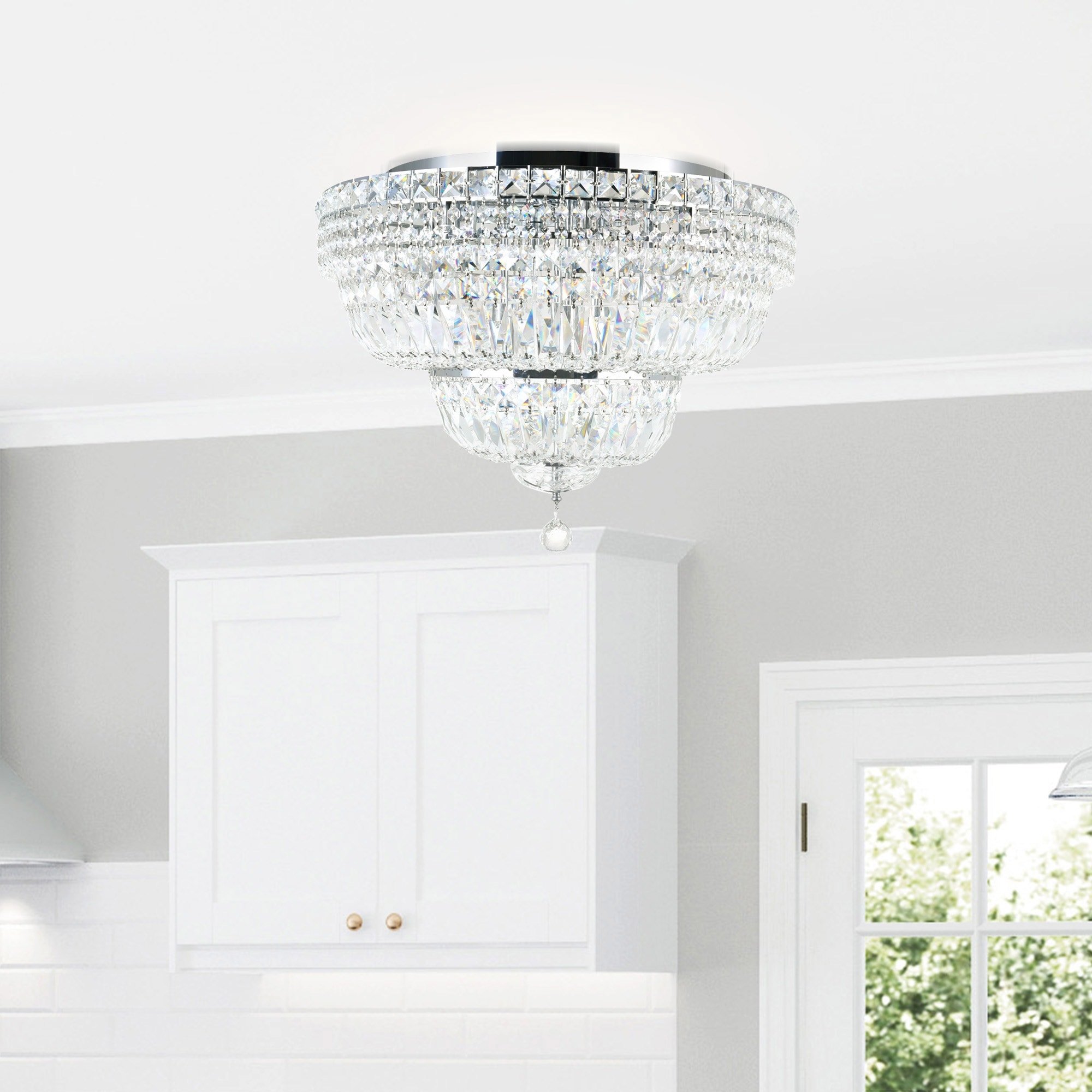 CWI Lighting Stefania 16 Light Chrome Flush Mount