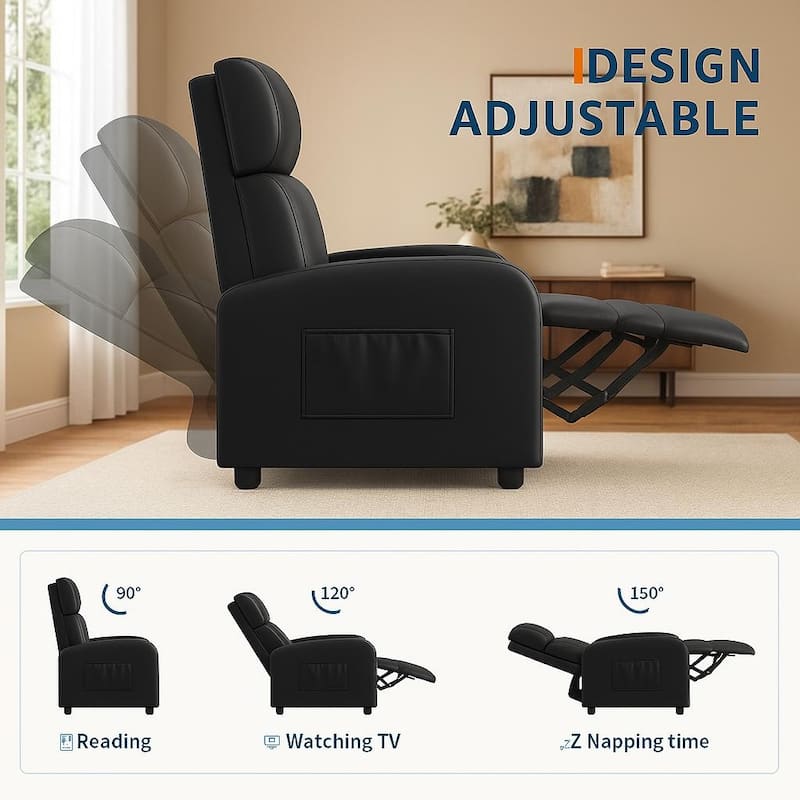 Recliner Chair for Adults, with Side Pocket, Tall Back