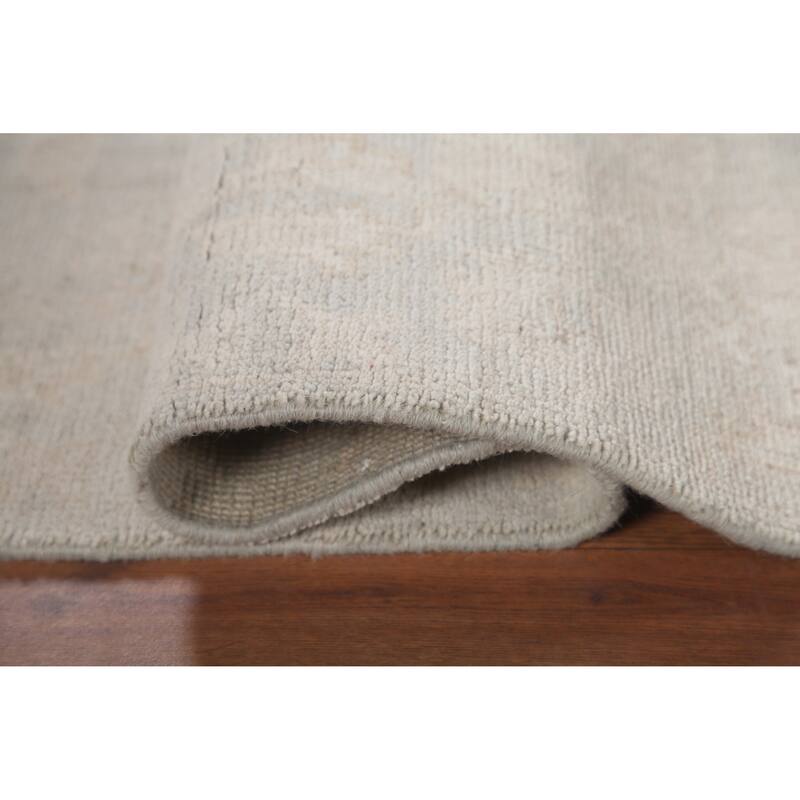 Hand Knotted Oriental 100% Wool Carpet Transitional All-Over Green Oushak Area Rug - 4' 11'' X 3' 2''
