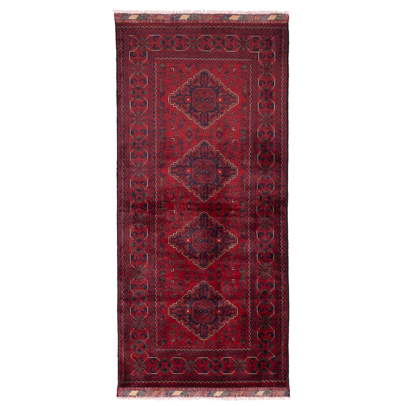 ECARPETGALLERY Hand-knotted Finest Khal Mohammadi Red Wool Rug - 3'1 x 6'9