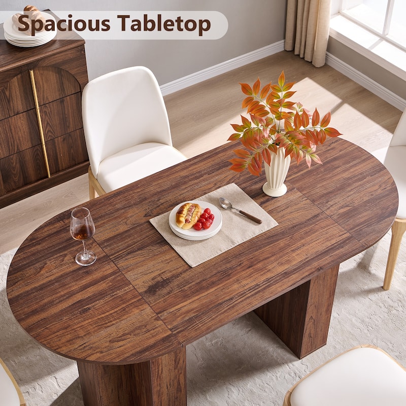Modern 63" Oval Dining Table, Kitchen Table with Sturdy T-Shaped Base
