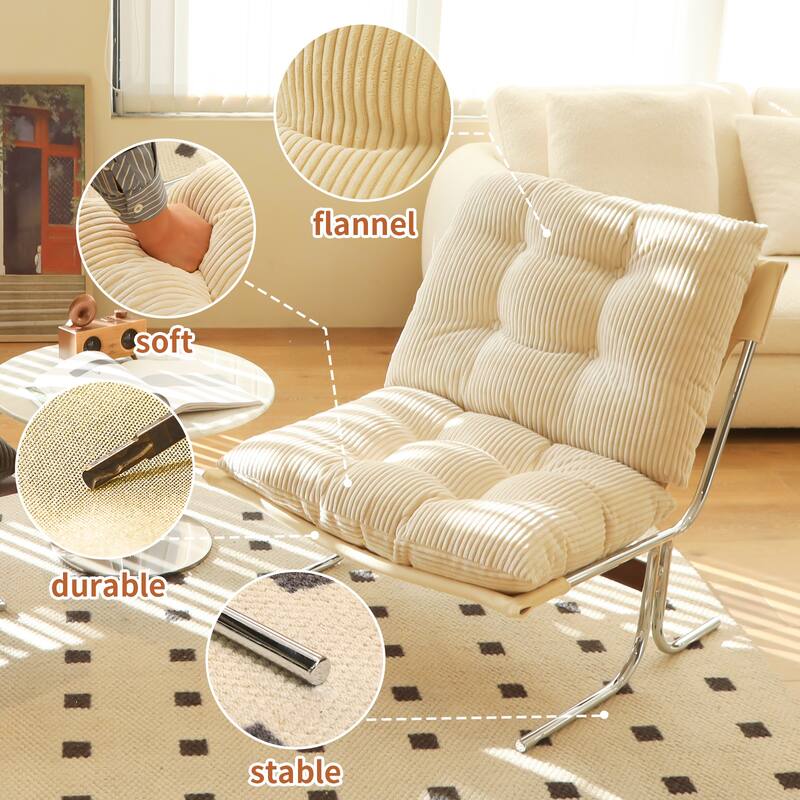 Modern Upholstered Accent Chair with Chrome Metal Frame for Living Room & Office