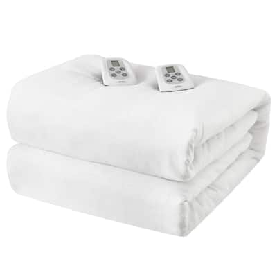 King Size Bed Mattress Pad with Dual Controller - White