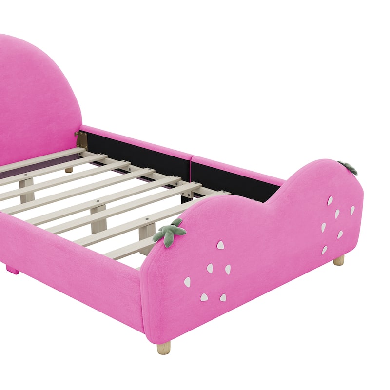 Modern Twin Platform Bed with Cute Strawberry Silhouette Headboard and ...
