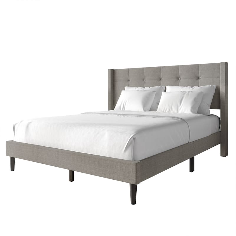 CraftPorch Elegance Wingback Upholstered Linen Bed