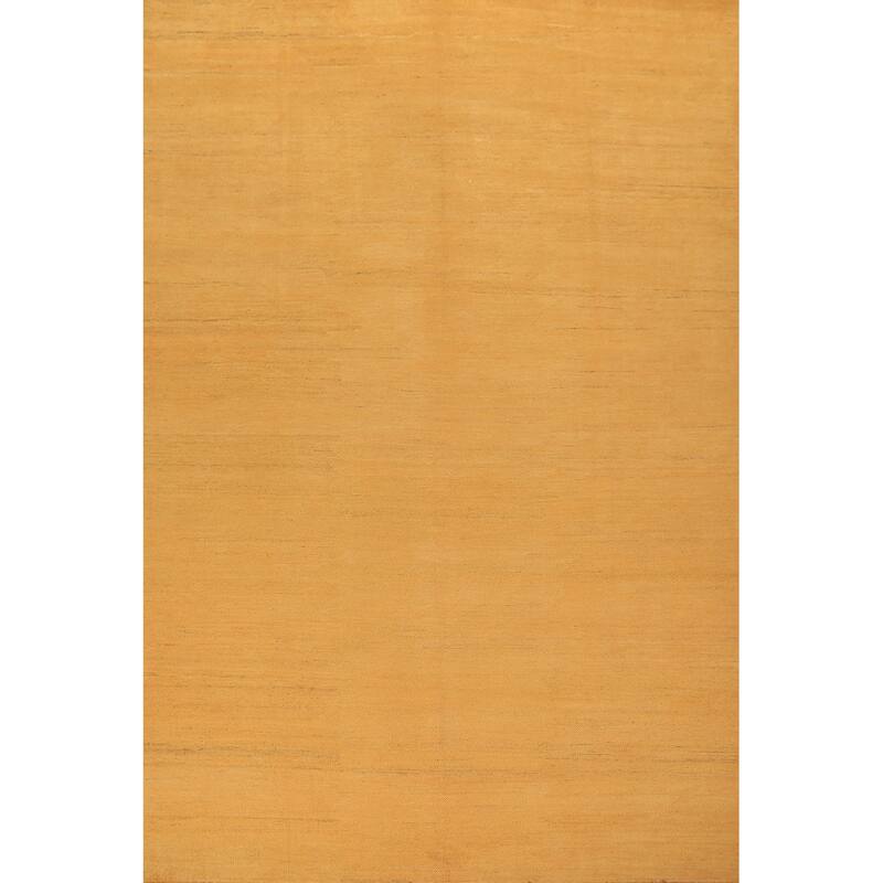 Modern Yellow Gabbeh Area Rug Hand-Knotted Wool Carpet - 6'6" x 9'9"