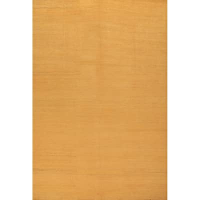Modern Yellow Gabbeh Area Rug Hand-Knotted Wool Carpet - 6'6" x 9'9"