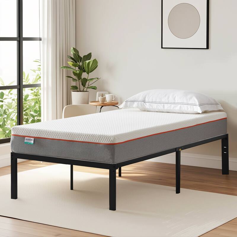 VECELO Metal Platform Bed Frame With 8" Memory Foam Mattress Included