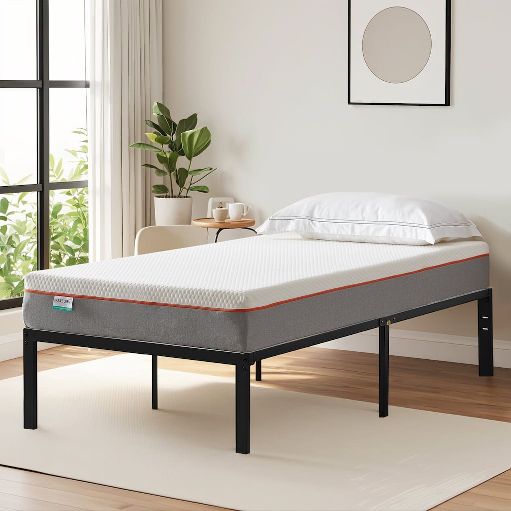 VECELO Metal Platform Bed Frame With 8" Memory Foam Mattress Included