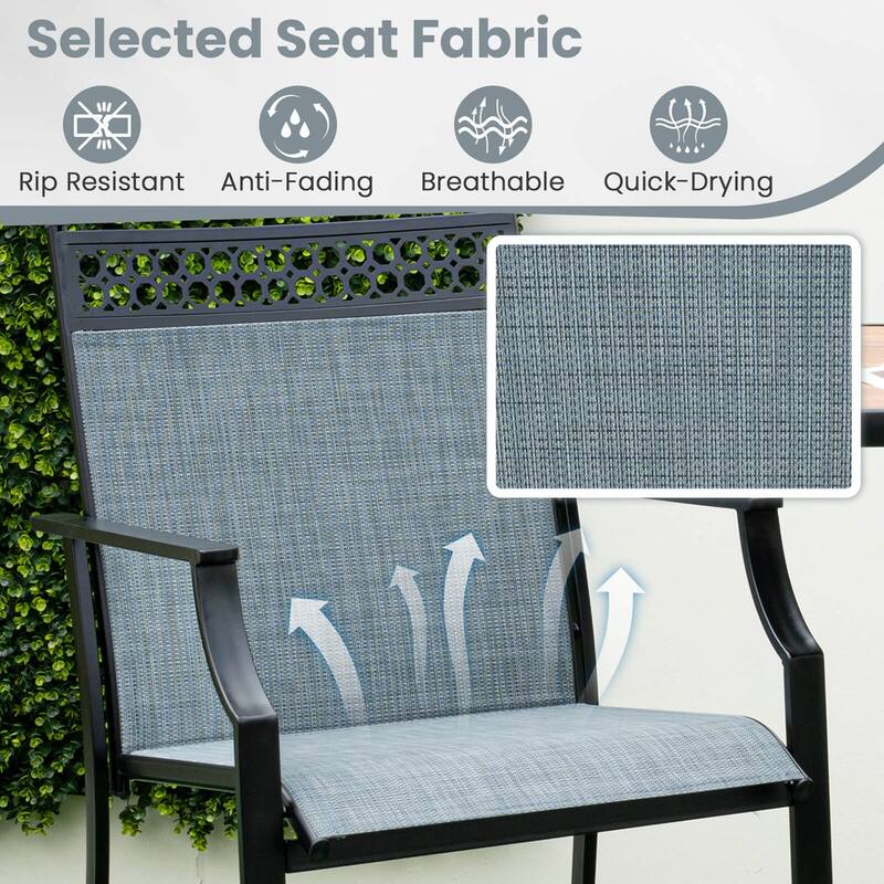 Costway Outdoor Counter Stools Set of 2 with Footrest & Armrests Metal - See Details