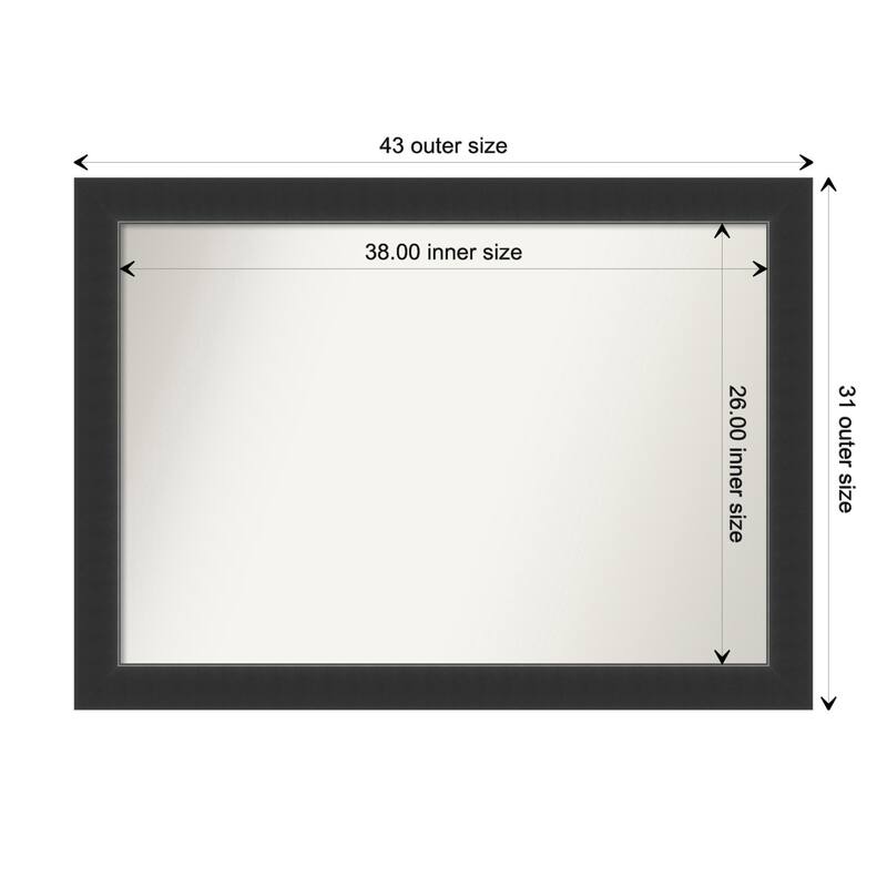 Corvino Black Framed Non-Beveled Custom Wall Mirror, Bathroom Vanity Mirror - Outer Size: 43 x 31