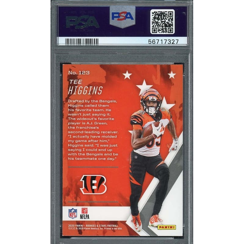Tee Higgins 2020 Panini Rookies & Stars Rookie Card #123 Graded PSA 8 - 8'6" x 11'6"