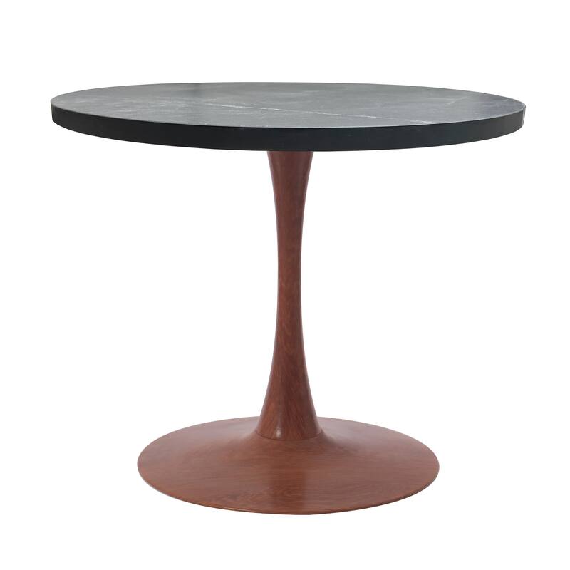 Bristol 27" Round Dining Table with MDF Top and Cherry Steel Pedestal Base for Modern Kitchen and Dining Room