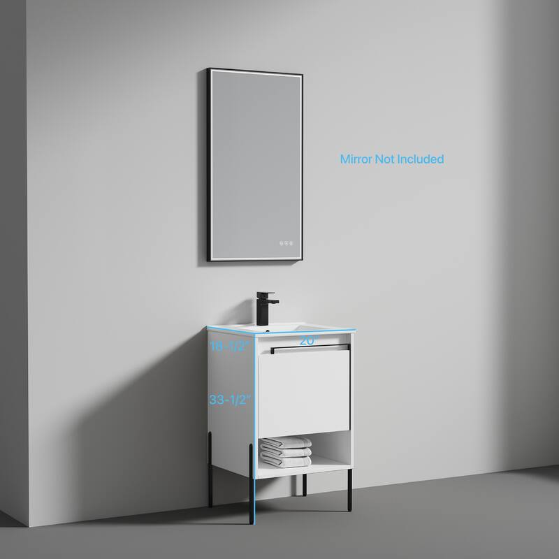 Blossom Turin 20 Inch Freestanding Bathroom Vanity with Ceramic Sink