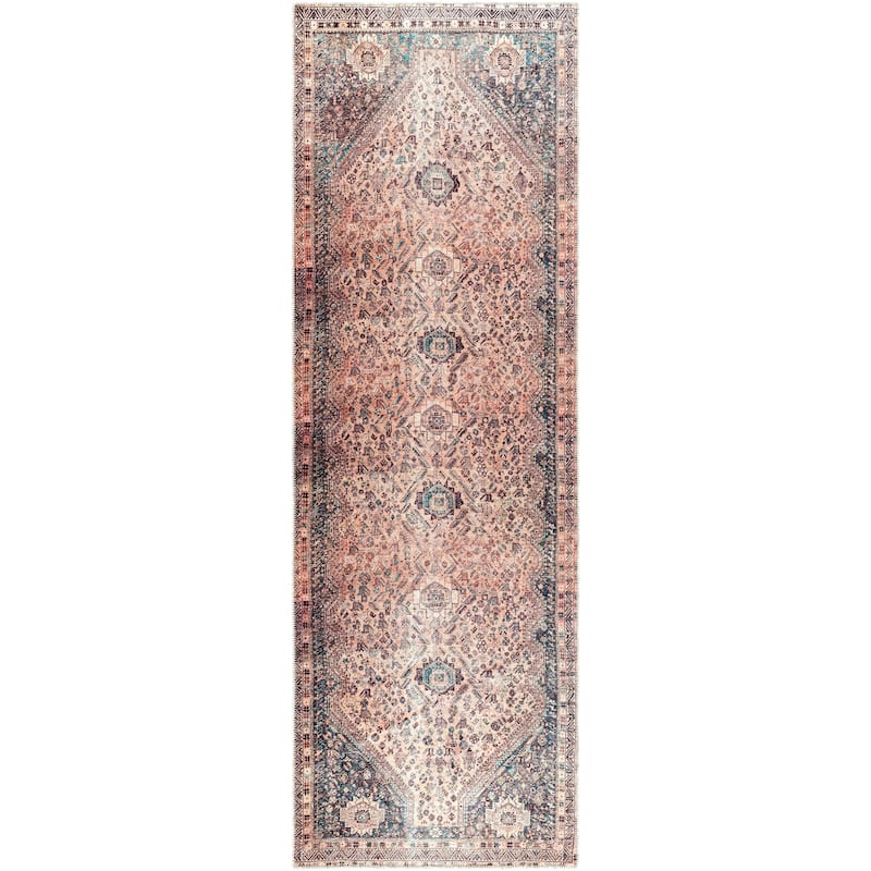 Livabliss Biassini Vintage Machine Washable Area Rug - Blue/Wheat - 2' 7" x 7' 10"
