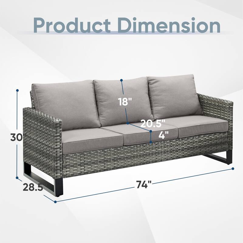 Outdoor 3-Seat Sofa Swivel Chair with Fire Pit Table