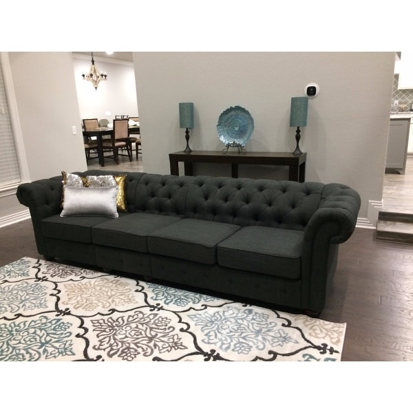 Knightsbridge Dark Grey Extra Long Tufted Chesterfield Sofa By Knightsbridge Dark Grey Extra Long Tufted Chesterfield Sofa By Inspire Q On Free Shipping Today 14045494