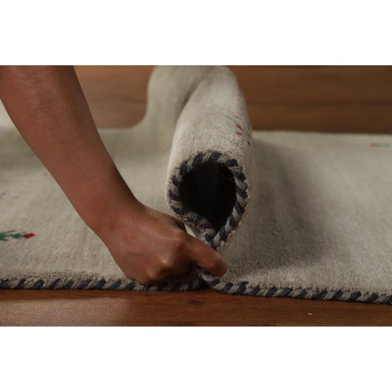 Hand Knotted Oriental 100% Wool Carpet Tribal Tribal Green Gabbeh Area Rug - 5' 0'' X 3' 0''