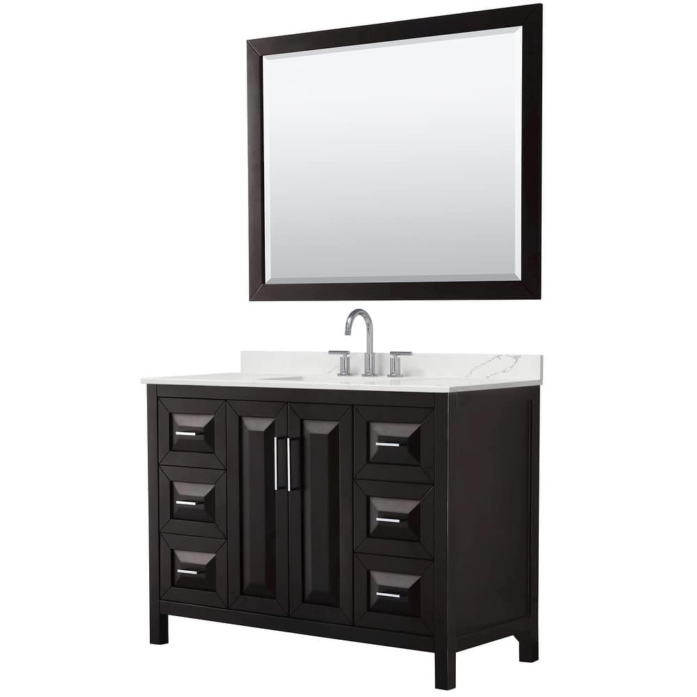 Daria 48-inch Single Vanity, 3 Hole Quartz Top, 46-inch Mirror