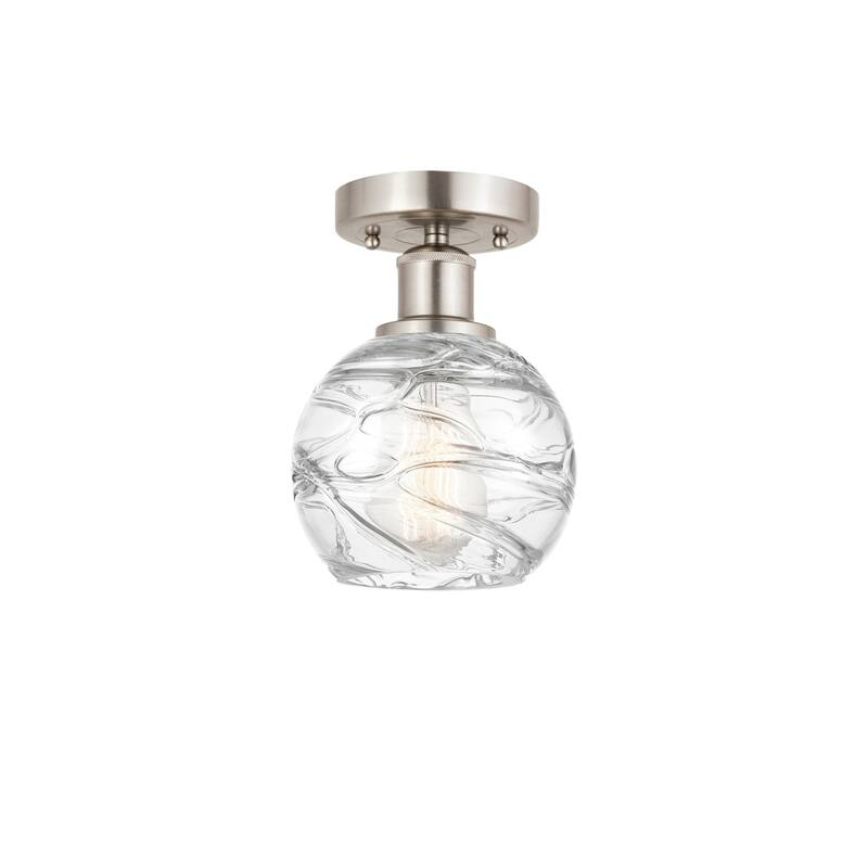 Innovations Lighting 616-1F-11-6 Athens Semi-Flush Athens 6" Wide - Brushed Satin Nickel / Clear Deco Swirl