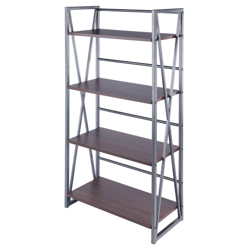 4 Tier Storage Shelf - 48.5" - Graphite and Walnut