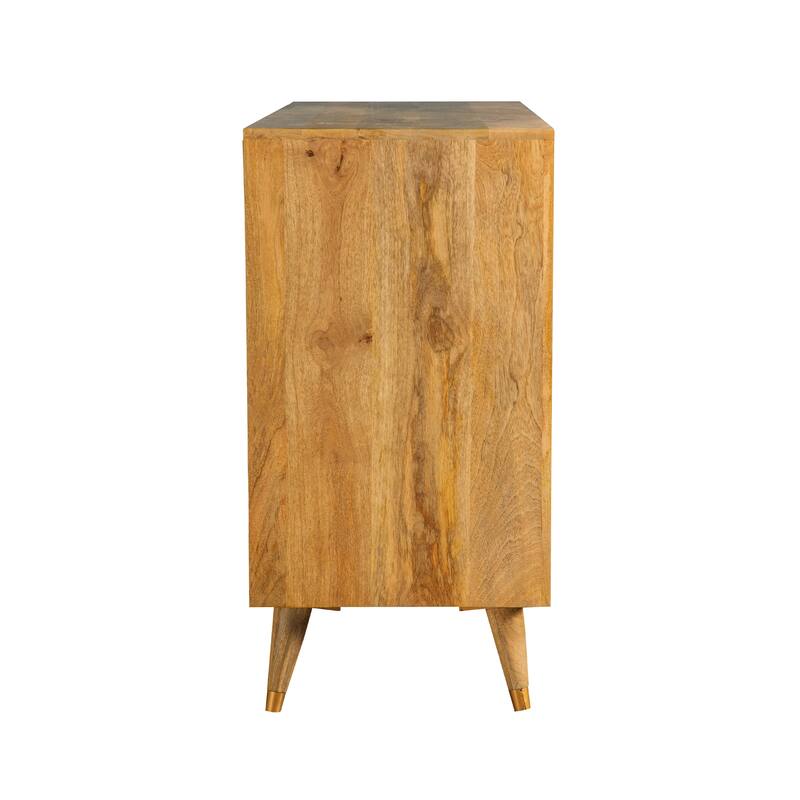 Austin Natural Checkered Pattern 3-door Accent Cabinet