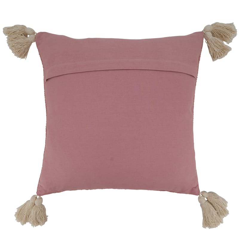 Tufted Throw Pillow With Tassel Design , 18"x18"