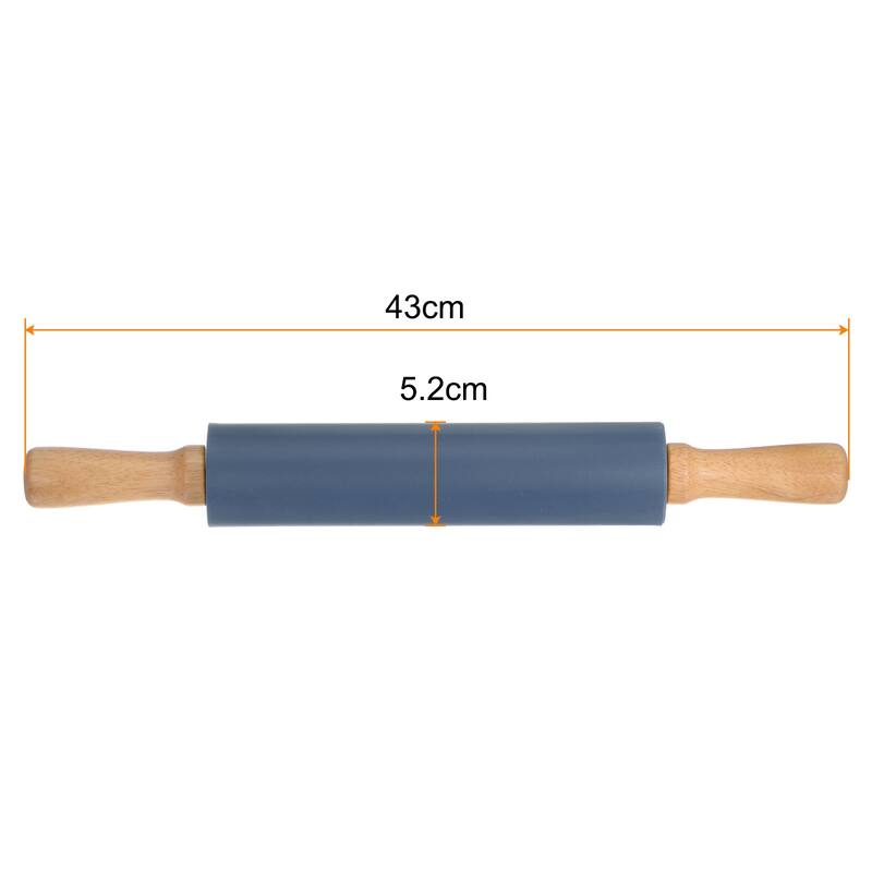 Silicone Rolling Pins for Baking 43cm x 5.2cm Drak Blue - Drak Blue - Drak Blue